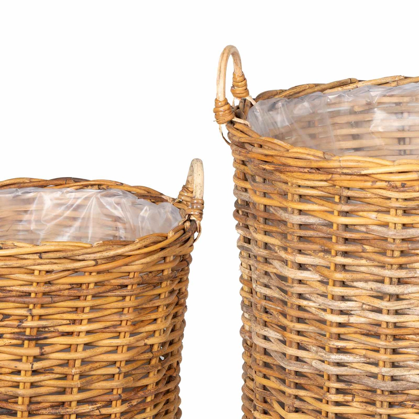 vidaXL Planter Basket with Storage 2 pcs Natural Brown Kubu Rattan