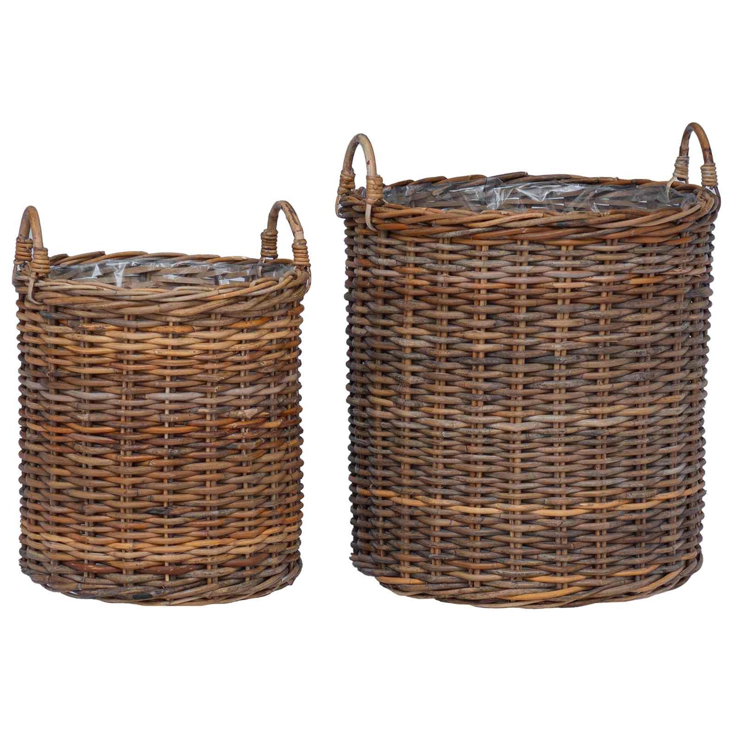 vidaXL Planter Basket with Storage 2 pcs Natural Brown Kubu Rattan