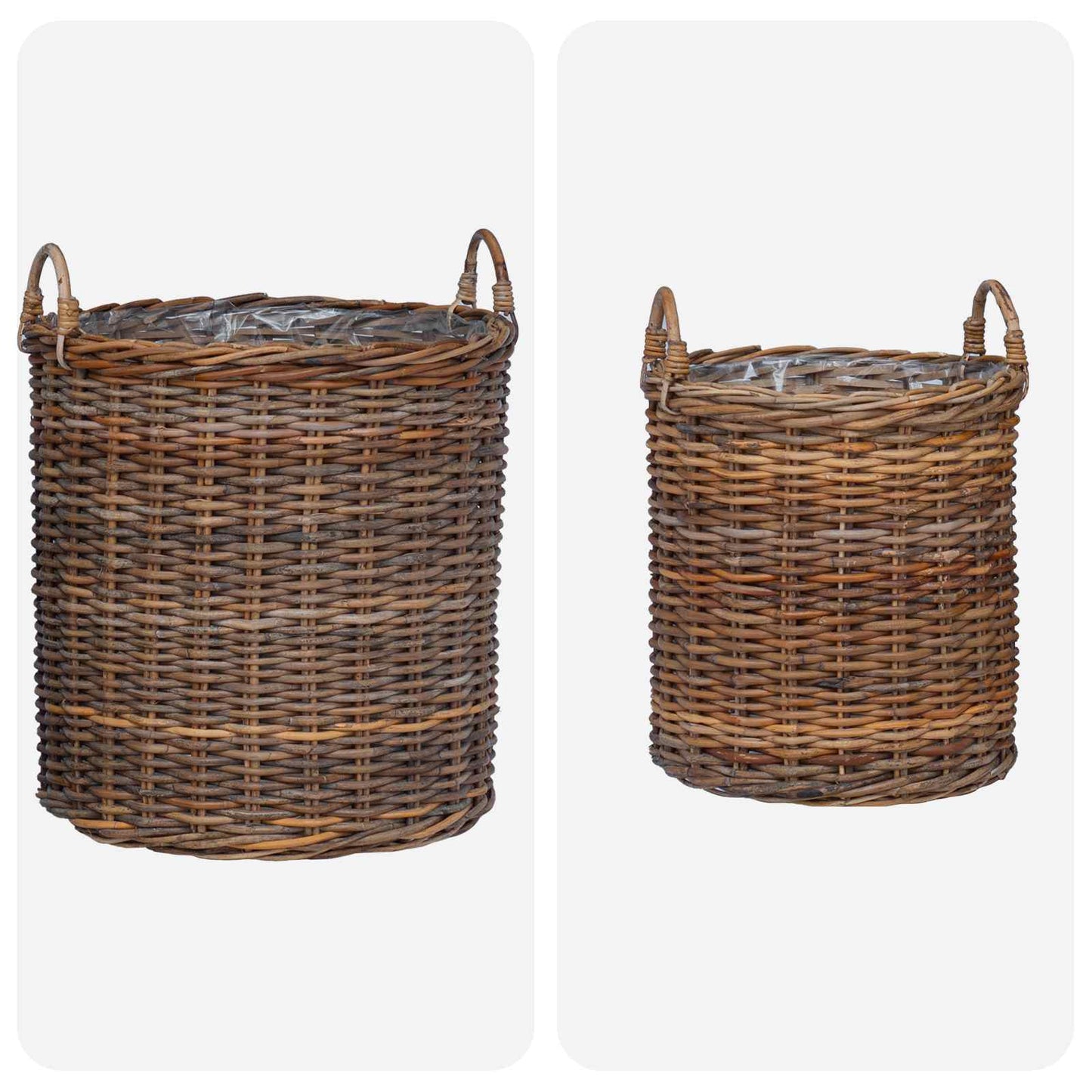 vidaXL Planter Basket with Storage 2 pcs Natural Brown Kubu Rattan