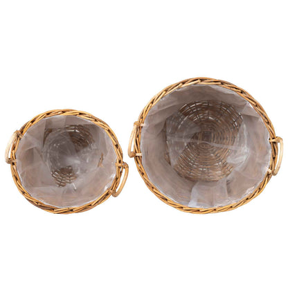 vidaXL Planter Basket with Storage 2 pcs Natural Brown Kubu Rattan
