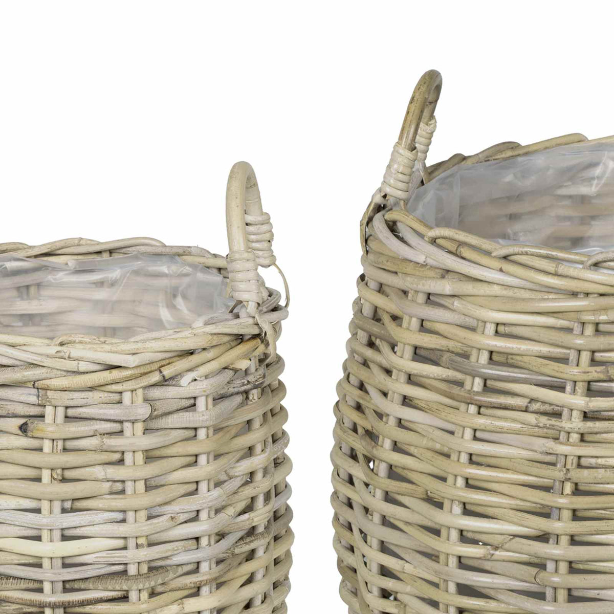 vidaXL Planter Basket GENDT 2 pcs Natural Grey Kubu Rattan