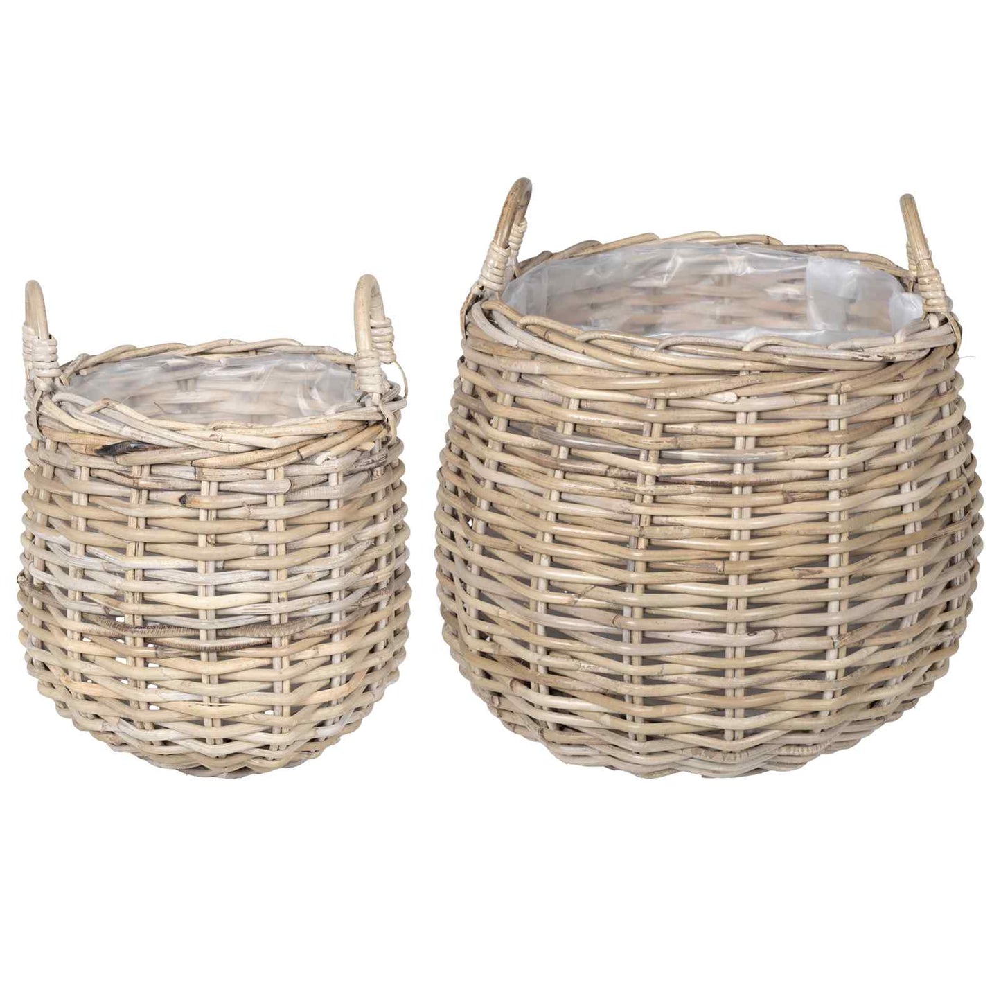 vidaXL Planter Basket with Storage 2 pcs Natural Grey Kubu Rattan