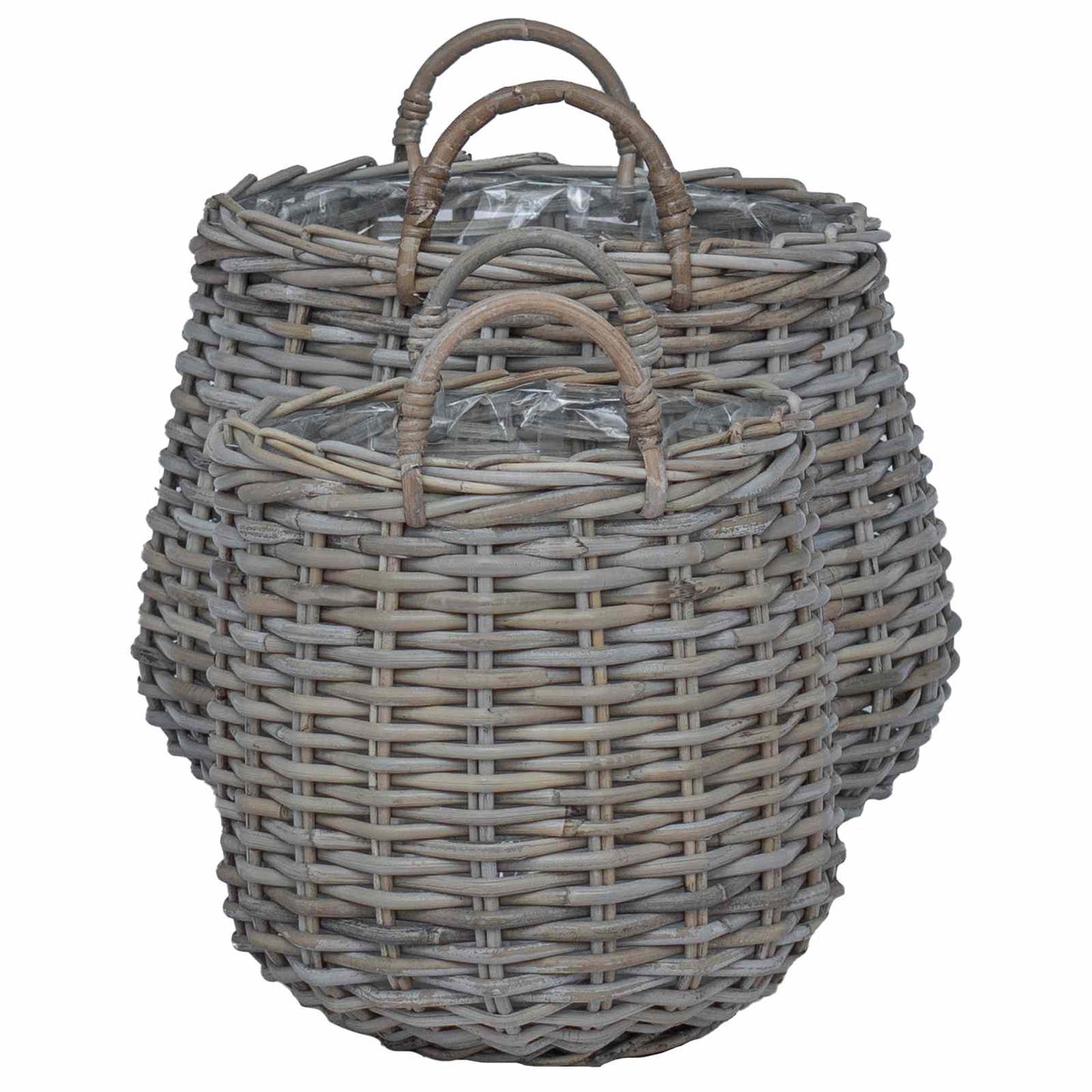 vidaXL Planter Basket with Storage 2 pcs Natural Grey Kubu Rattan