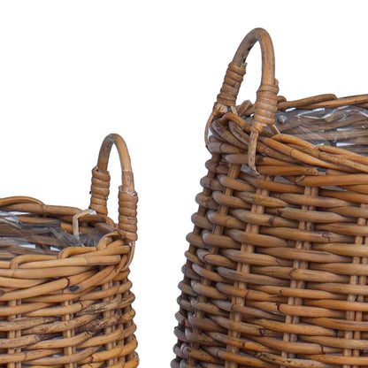 vidaXL Planter Basket with Storage 2 pcs Brown Lacak Rattan
