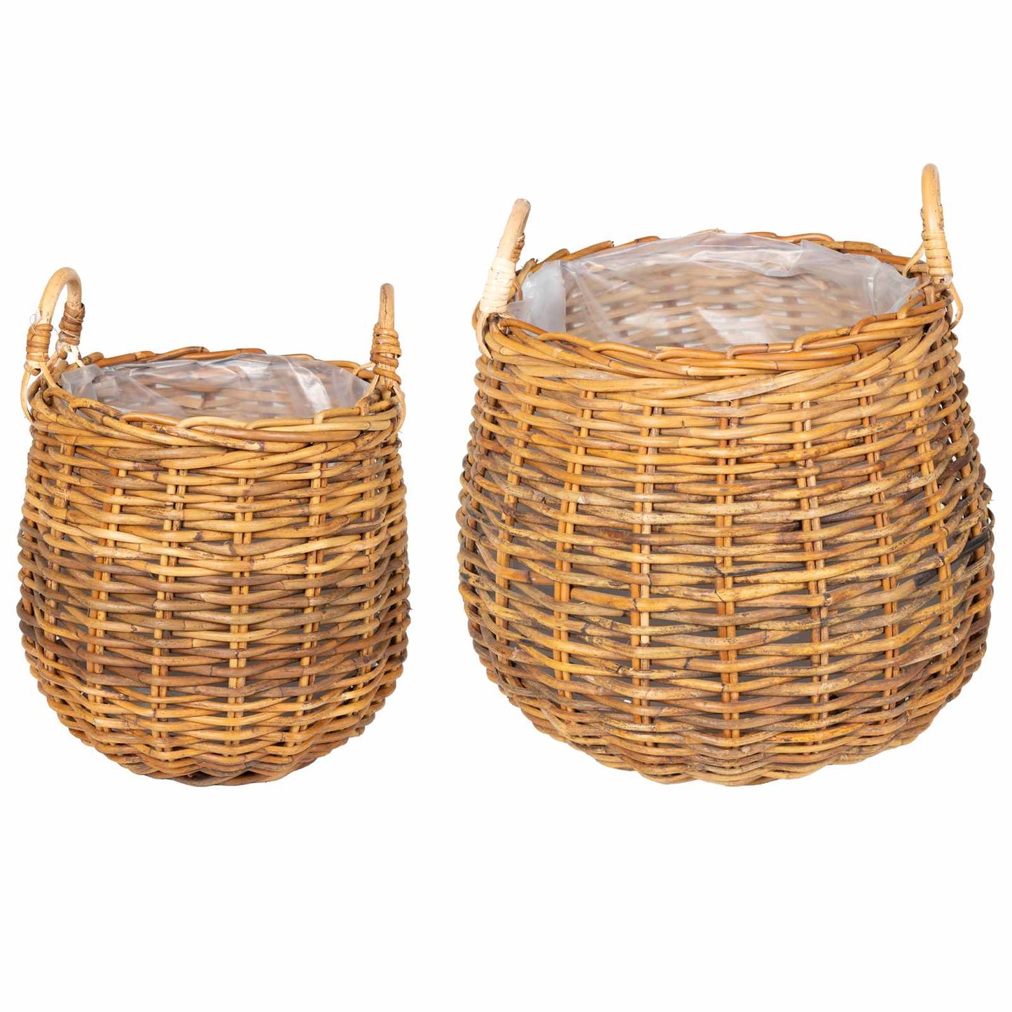 vidaXL Planter Basket with Storage 2 pcs Natural Brown Kubu Rattan