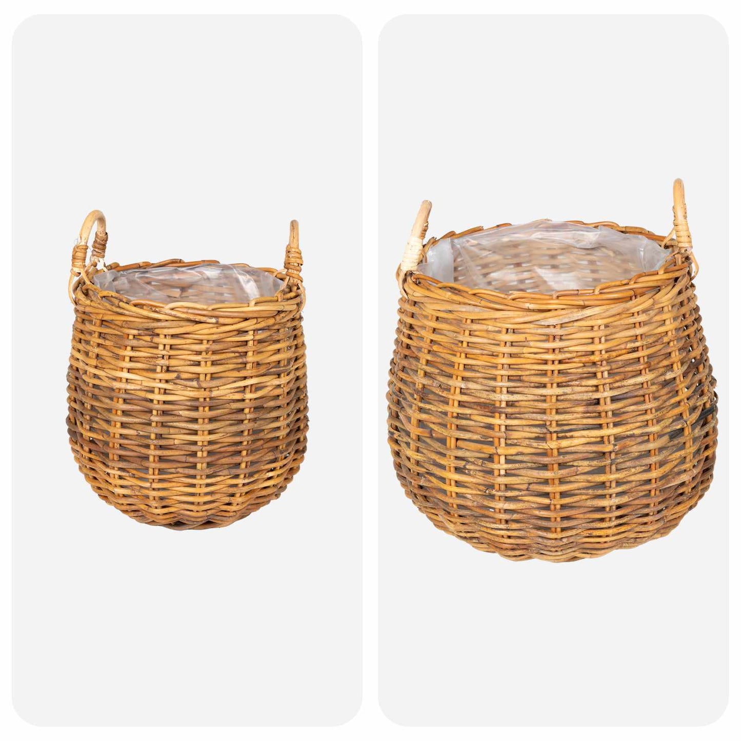 vidaXL Planter Basket with Storage 2 pcs Natural Brown Kubu Rattan