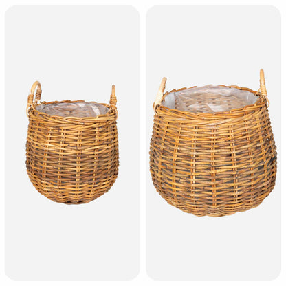 vidaXL Planter Basket with Storage 2 pcs Natural Brown Kubu Rattan