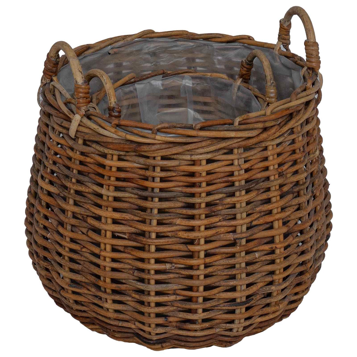 vidaXL Planter Basket with Storage 2 pcs Brown Lacak Rattan