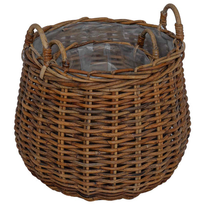 vidaXL Planter Basket with Storage 2 pcs Brown Lacak Rattan