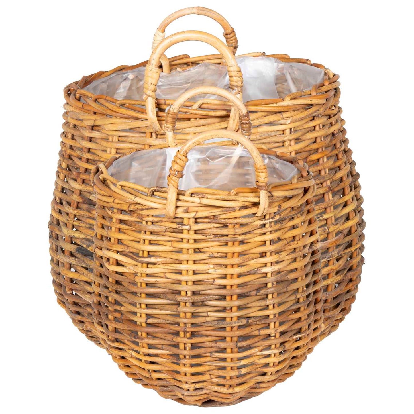vidaXL Planter Basket with Storage 2 pcs Natural Brown Kubu Rattan