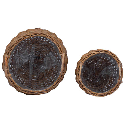 vidaXL Planter Basket with Storage 2 pcs Brown Lacak Rattan
