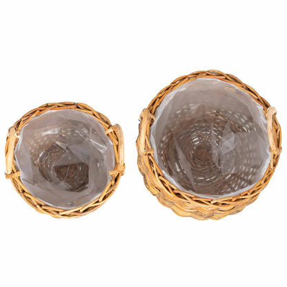 vidaXL Planter Basket with Storage 2 pcs Natural Brown Kubu Rattan