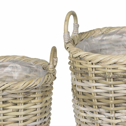 vidaXL Planter Basket GENDT 3 pcs Natural Grey Kubu Rattan