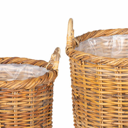 vidaXL Planter Basket GENDT 3 pcs Natural Brown Kubu Rattan