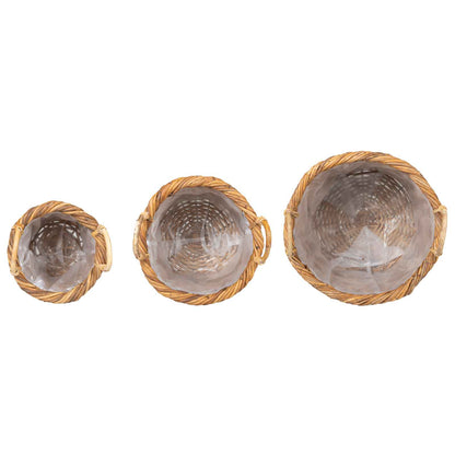 vidaXL Planter Basket GENDT 3 pcs Natural Brown Kubu Rattan