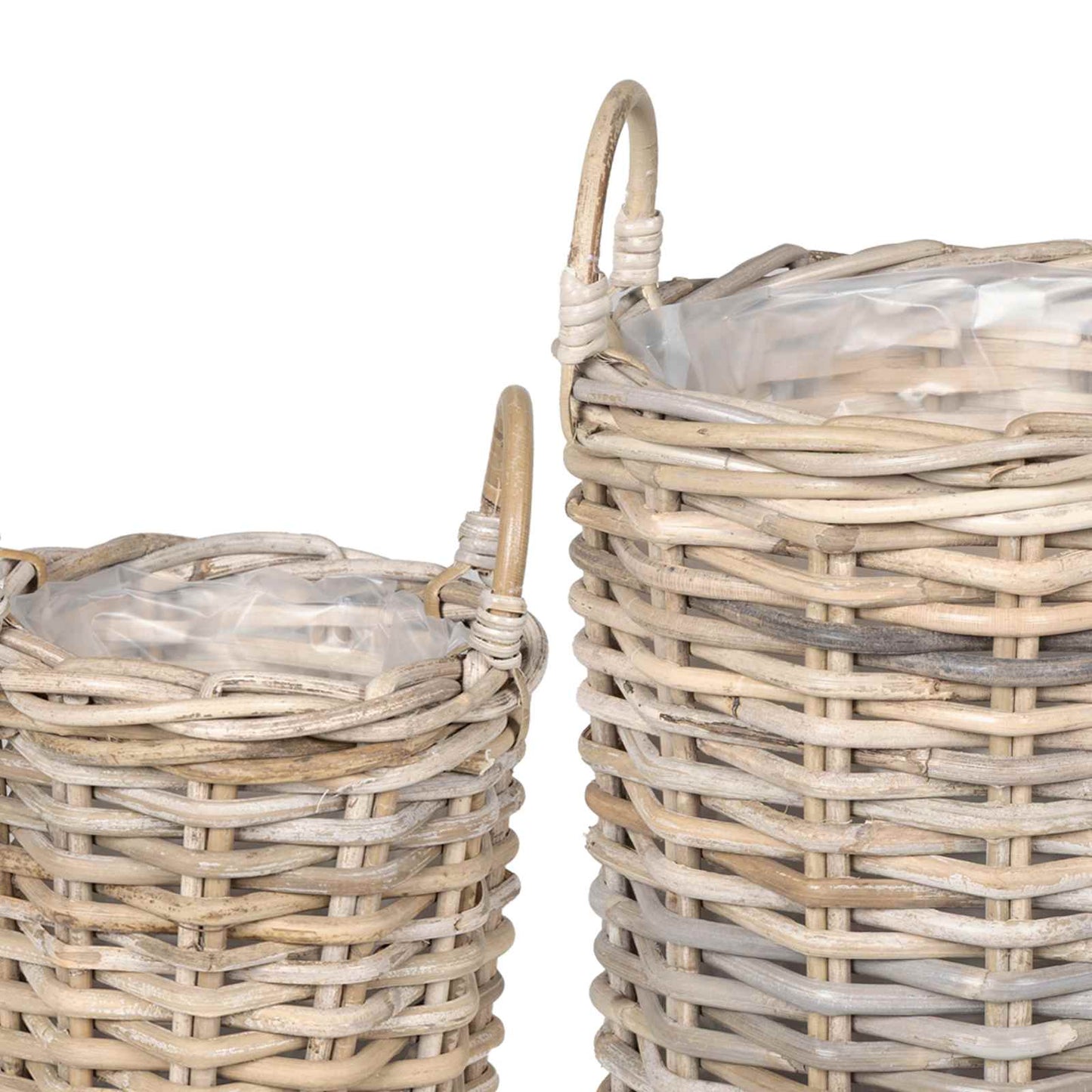 vidaXL Planter Basket with Storage 2 pcs Natural Grey Kubu Rattan