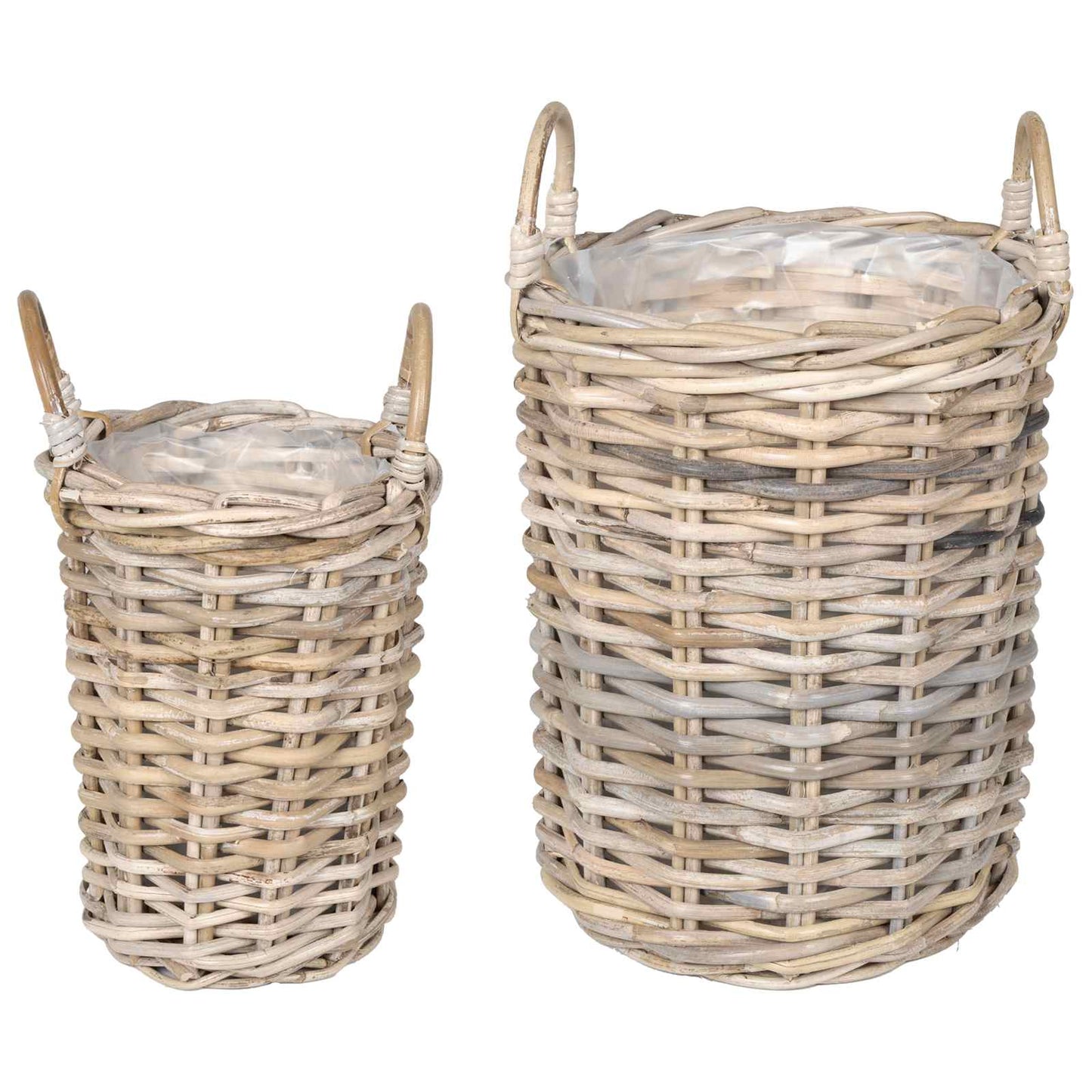 vidaXL Planter Basket with Storage 2 pcs Natural Grey Kubu Rattan