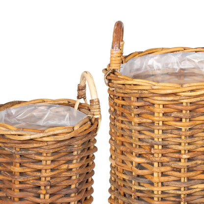vidaXL Planter Basket GENDT 2 pcs Natural Brown Kubu Rattan