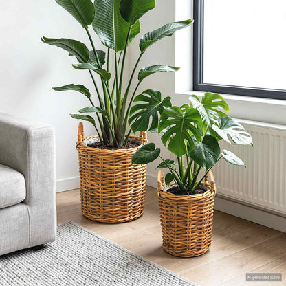 vidaXL Planter Basket GENDT 2 pcs Natural Brown Kubu Rattan