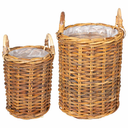 vidaXL Planter Basket GENDT 2 pcs Natural Brown Kubu Rattan