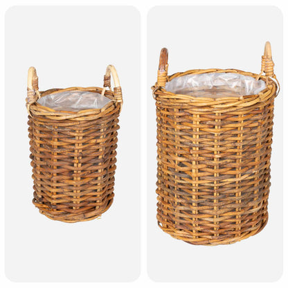 vidaXL Planter Basket GENDT 2 pcs Natural Brown Kubu Rattan
