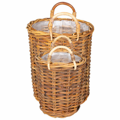 vidaXL Planter Basket GENDT 2 pcs Natural Brown Kubu Rattan