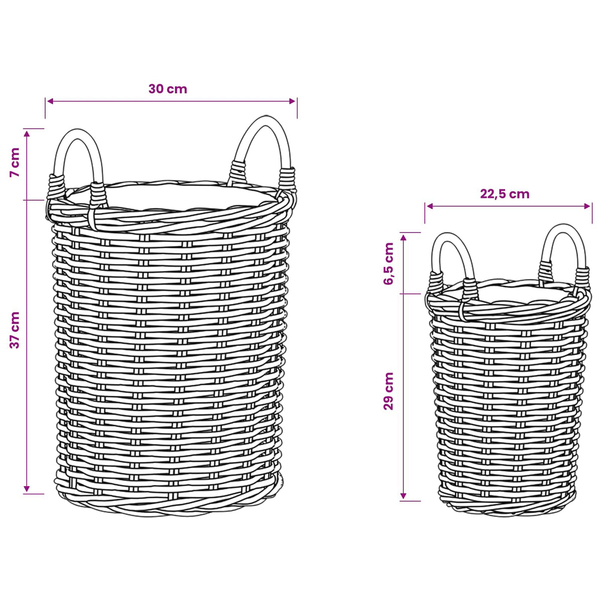 vidaXL Planter Basket GENDT 2 pcs Natural Brown Kubu Rattan