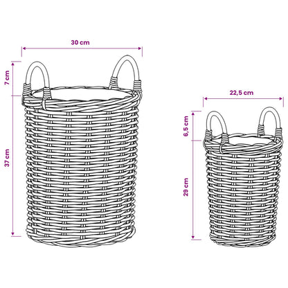 vidaXL Planter Basket GENDT 2 pcs Natural Brown Kubu Rattan