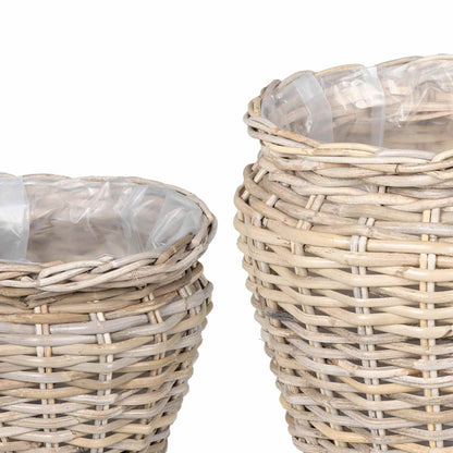vidaXL Planter Basket with Storage 2 pcs Natural Grey Kubu Rattan