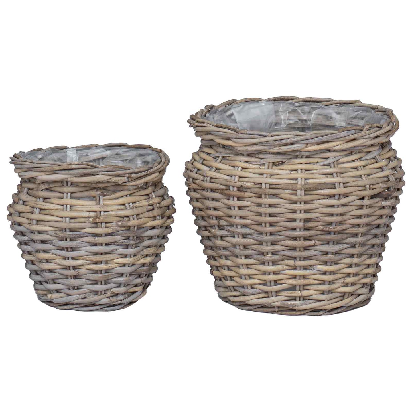 vidaXL Planter Basket with Storage 2 pcs Natural Grey Kubu Rattan