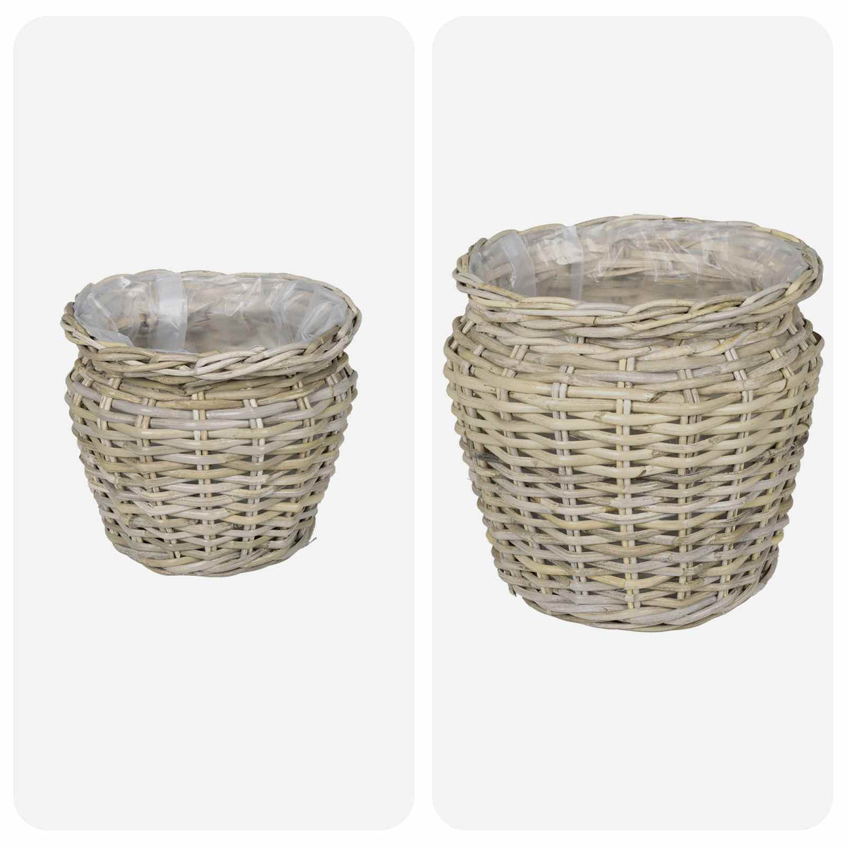 vidaXL Planter Basket GENDT 2 pcs Natural Grey Kubu Rattan