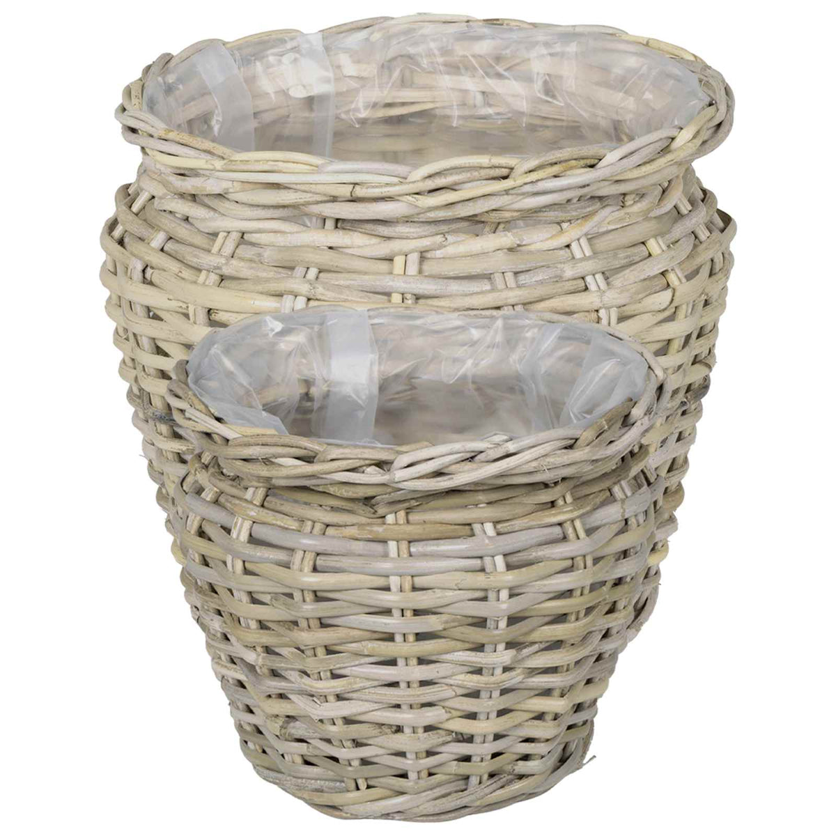 vidaXL Planter Basket GENDT 2 pcs Natural Grey Kubu Rattan
