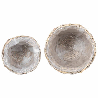 vidaXL Planter Basket with Storage 2 pcs Natural Grey Kubu Rattan