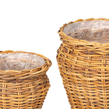 vidaXL Planter Basket GENDT 2 pcs Natural Brown Kubu Rattan