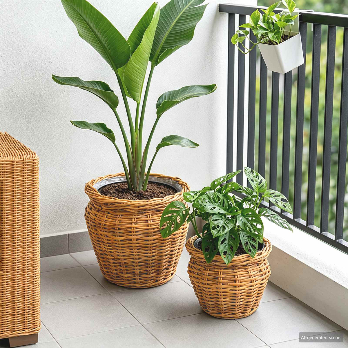 vidaXL Planter Basket GENDT 2 pcs Natural Brown Kubu Rattan
