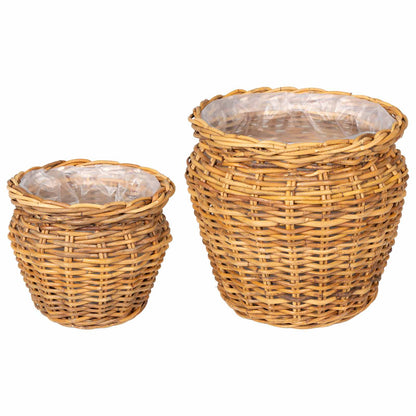 vidaXL Planter Basket GENDT 2 pcs Natural Brown Kubu Rattan