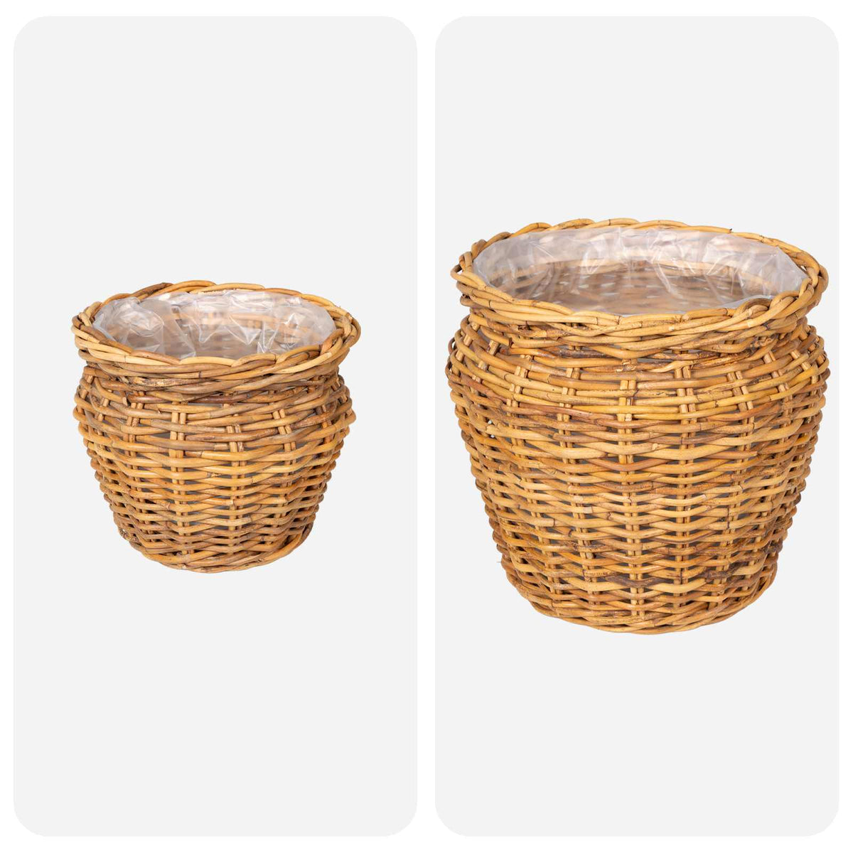vidaXL Planter Basket GENDT 2 pcs Natural Brown Kubu Rattan
