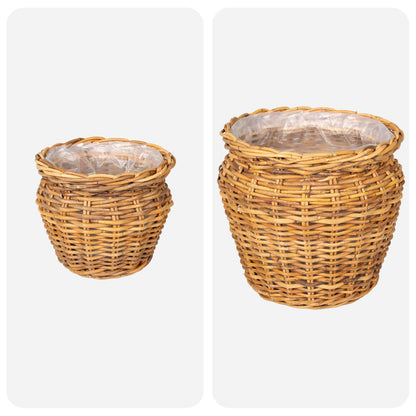 vidaXL Planter Basket GENDT 2 pcs Natural Brown Kubu Rattan