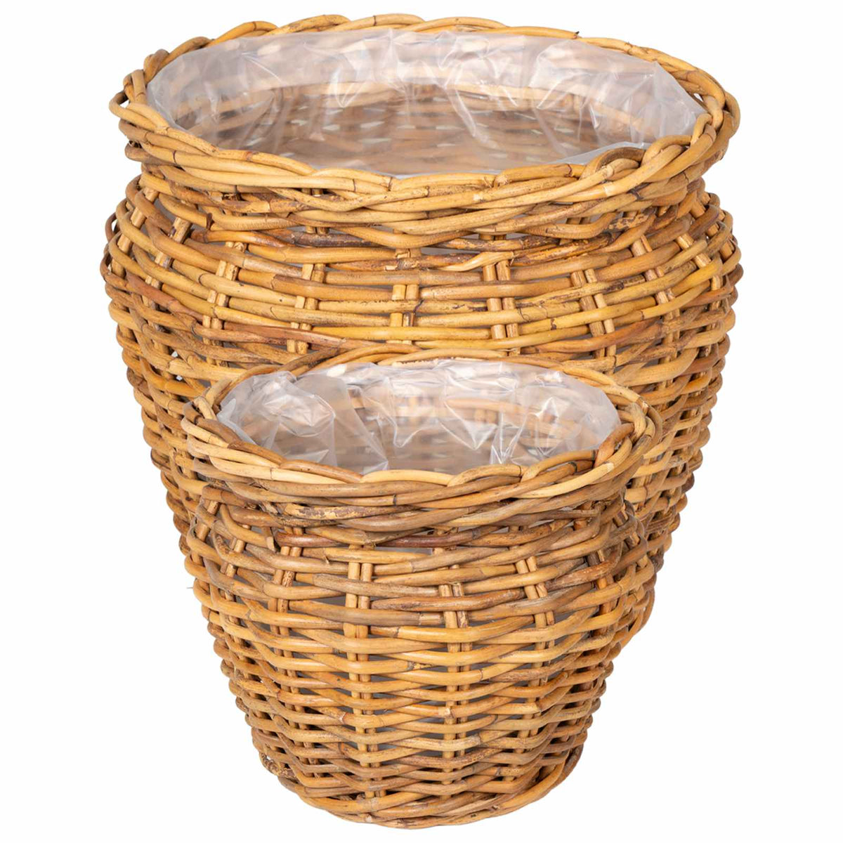 vidaXL Planter Basket GENDT 2 pcs Natural Brown Kubu Rattan