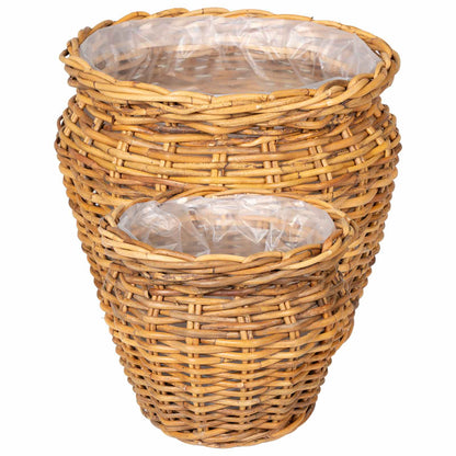 vidaXL Planter Basket GENDT 2 pcs Natural Brown Kubu Rattan