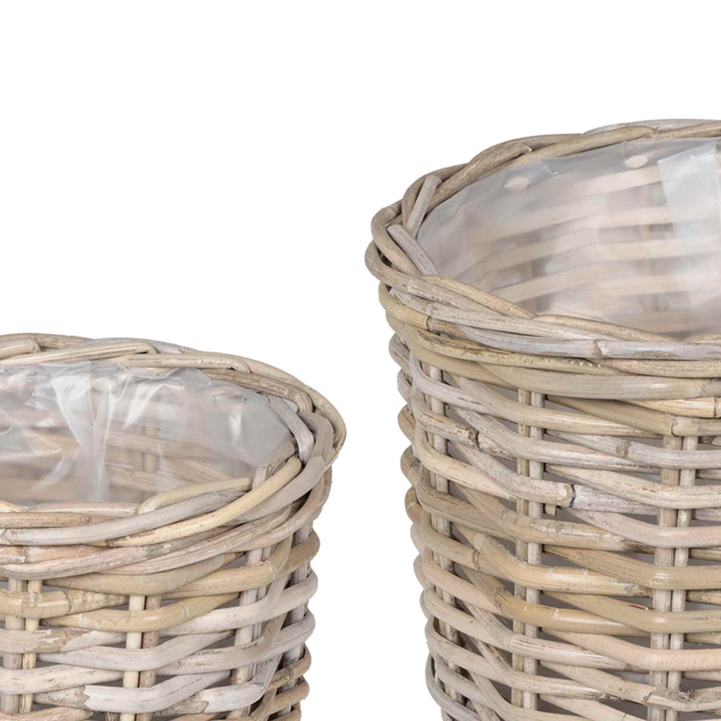 vidaXL Planter Basket with Storage 2 pcs Natural Grey Kubu Rattan