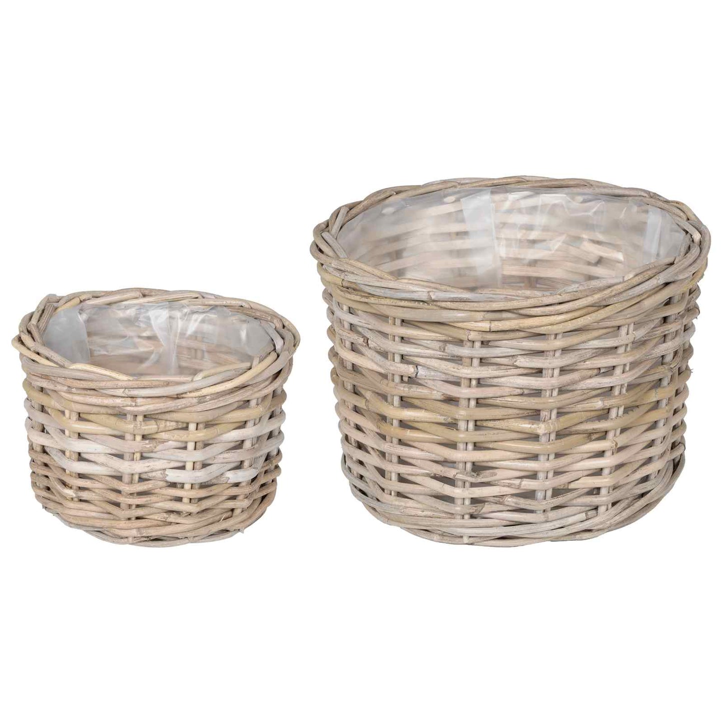 vidaXL Planter Basket with Storage 2 pcs Natural Grey Kubu Rattan