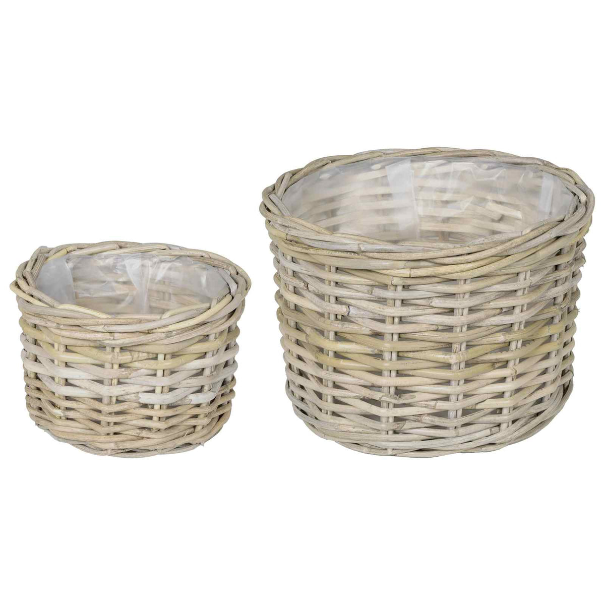 vidaXL Planter Basket GENDT 2 pcs Natural Grey Kubu Rattan