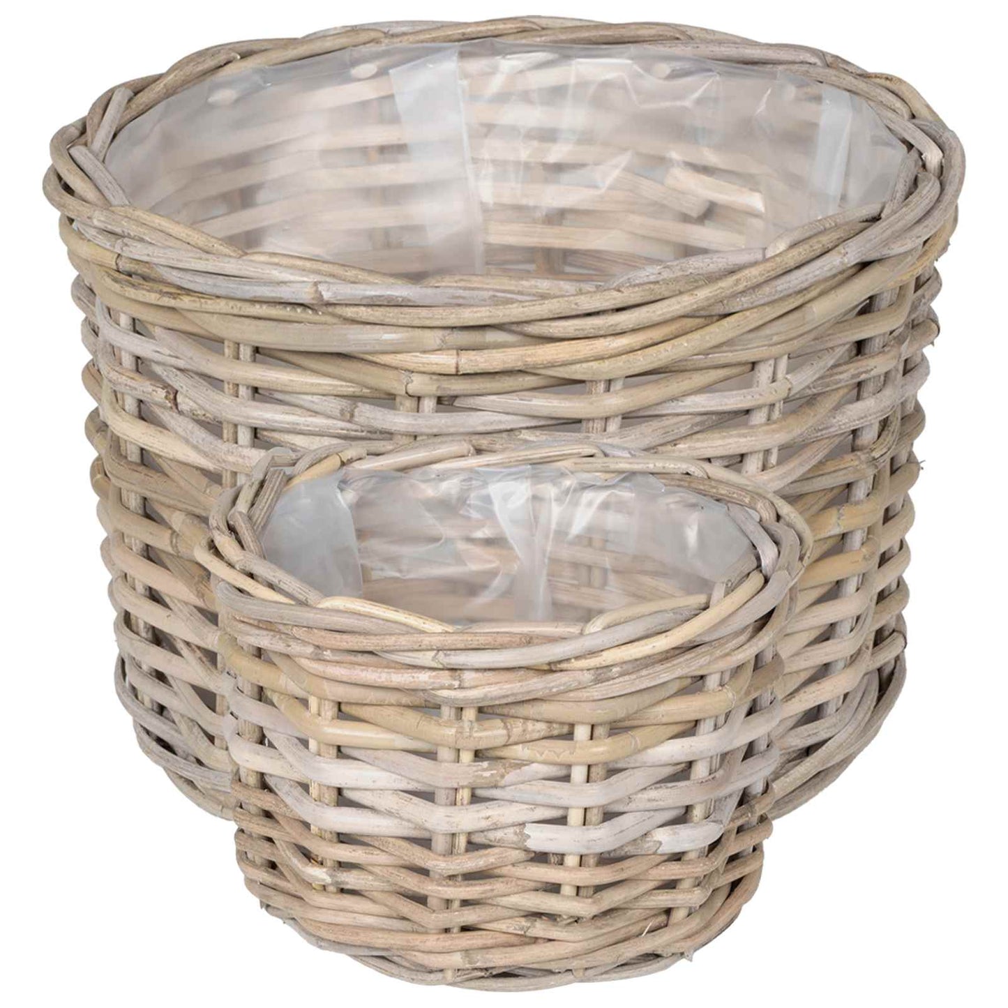 vidaXL Planter Basket with Storage 2 pcs Natural Grey Kubu Rattan