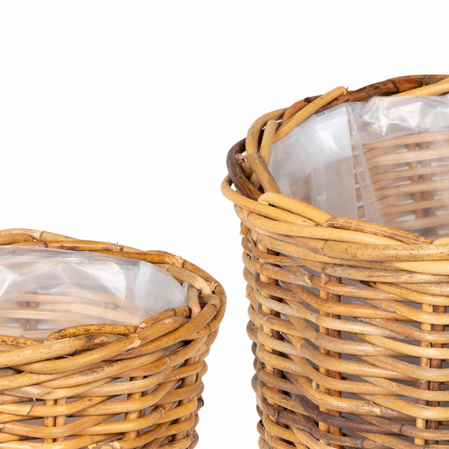vidaXL Planter Basket with Storage 2 pcs Natural Brown Kubu Rattan