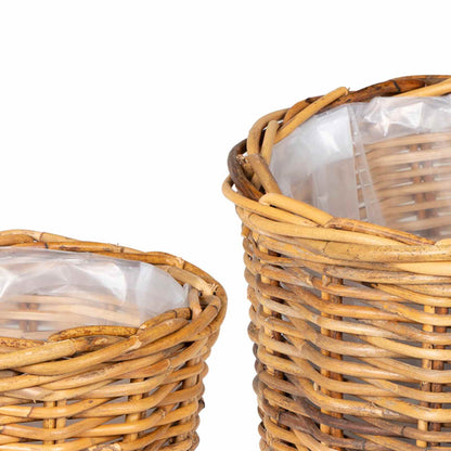 vidaXL Planter Basket with Storage 2 pcs Natural Brown Kubu Rattan