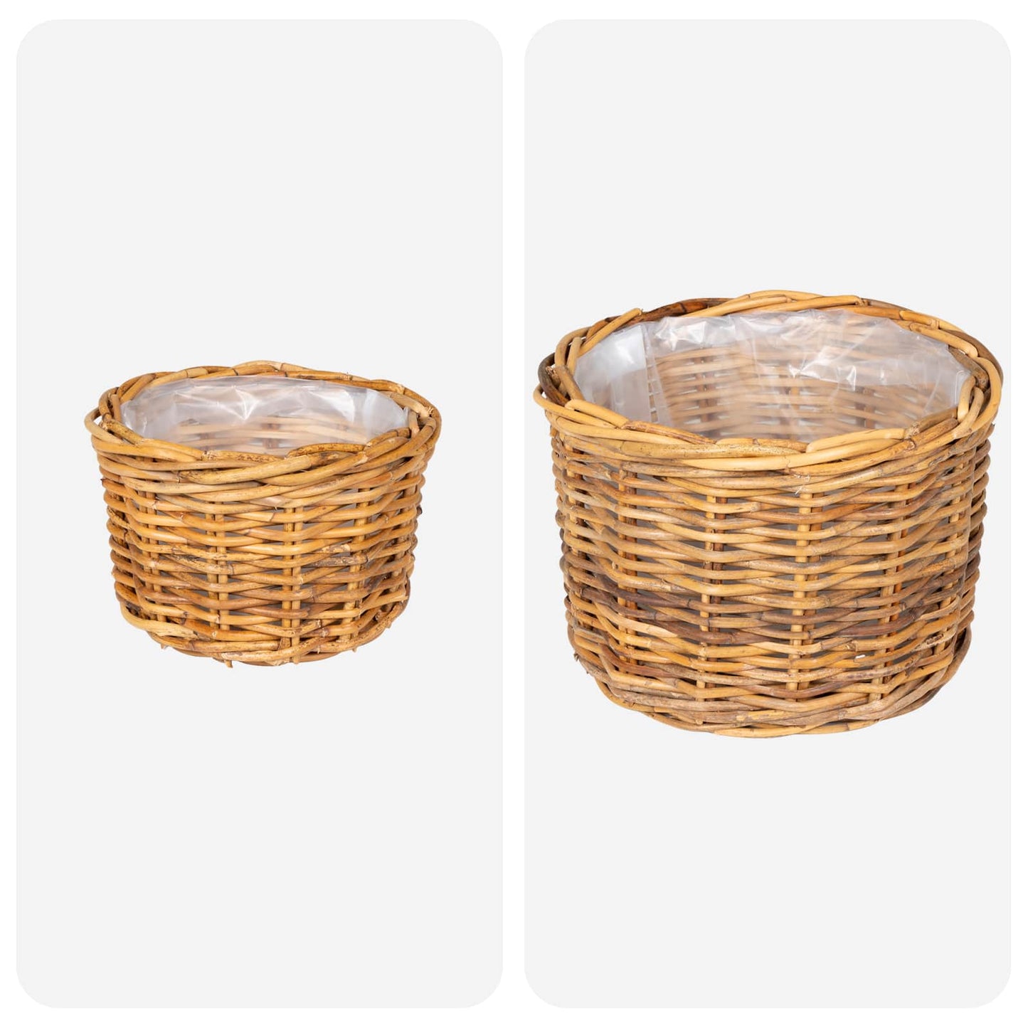 vidaXL Planter Basket with Storage 2 pcs Natural Brown Kubu Rattan