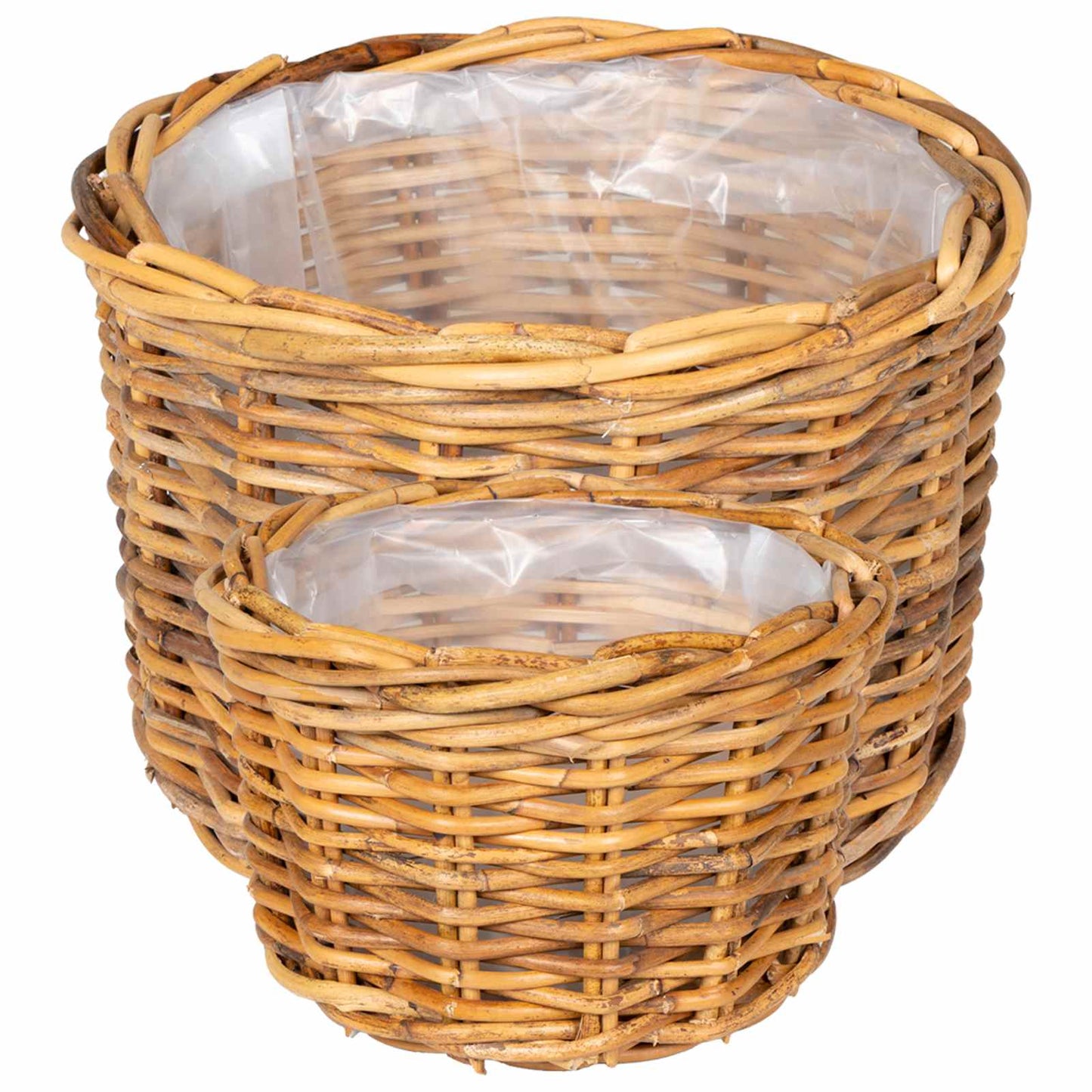 vidaXL Planter Basket with Storage 2 pcs Natural Brown Kubu Rattan