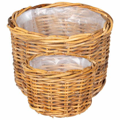 vidaXL Planter Basket with Storage 2 pcs Natural Brown Kubu Rattan
