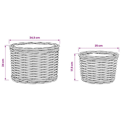 vidaXL Planter Basket with Storage 2 pcs Natural Brown Kubu Rattan